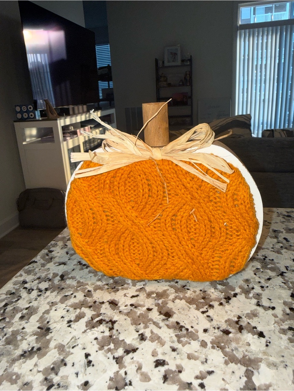 Handcrafted Orange Knit Pumpkin Home Accent